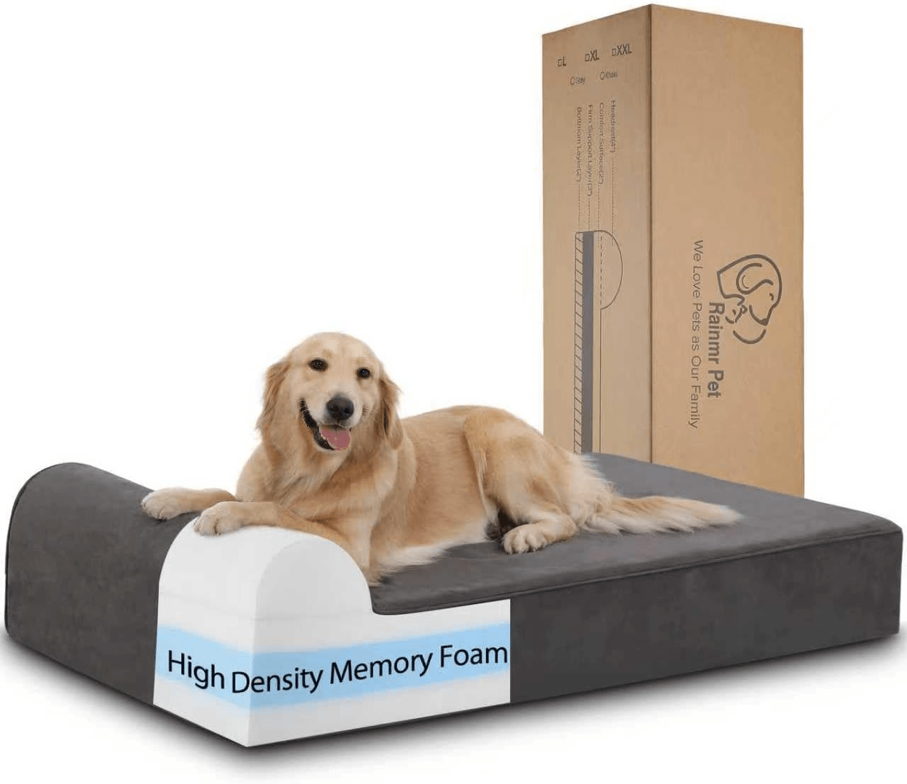 Rainmr 7" Orthopedic Dog Bed for Large Dogs — Memory Foam, Waterproof & Washable (48"×30")
